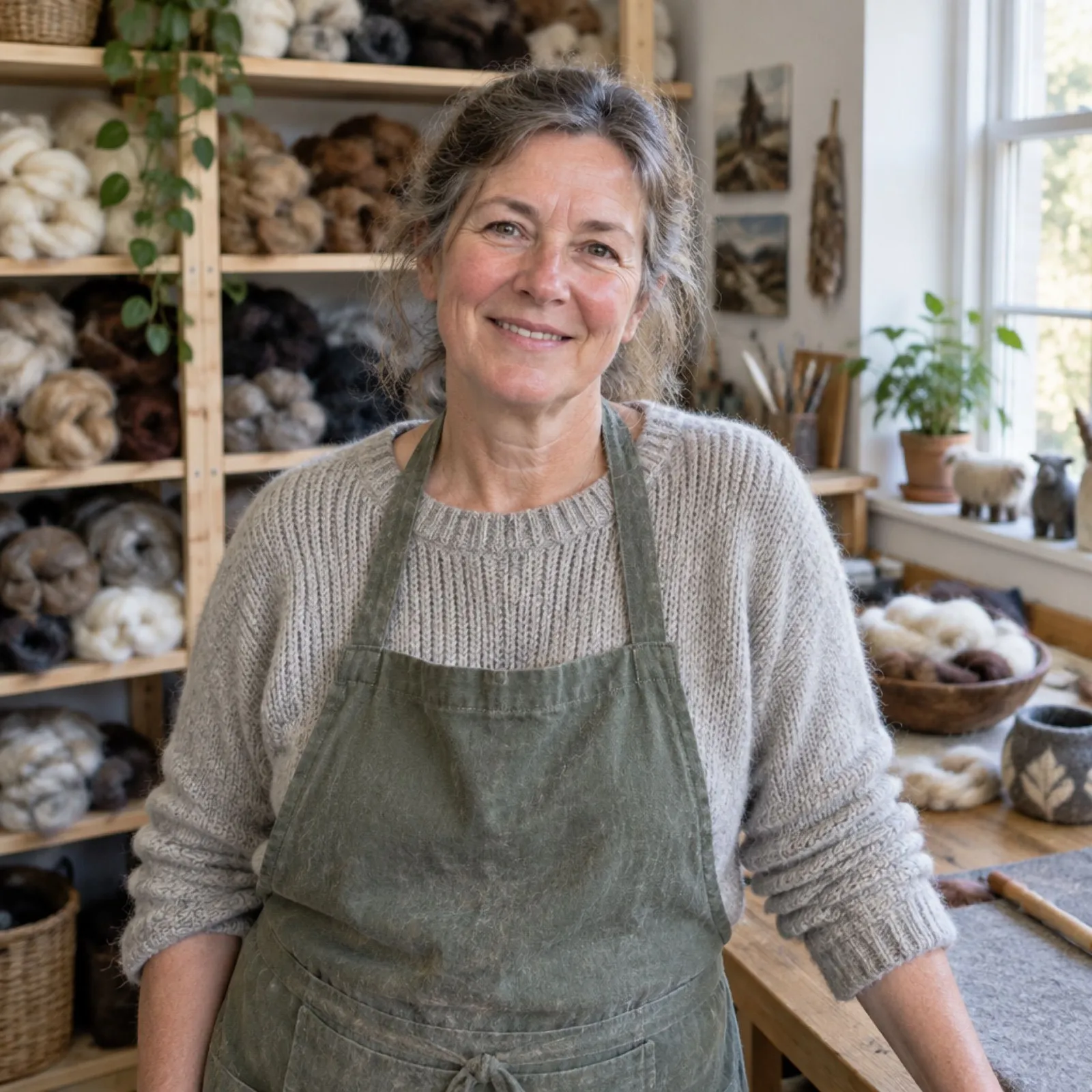 Martine in ihrer Filzwerkstatt
