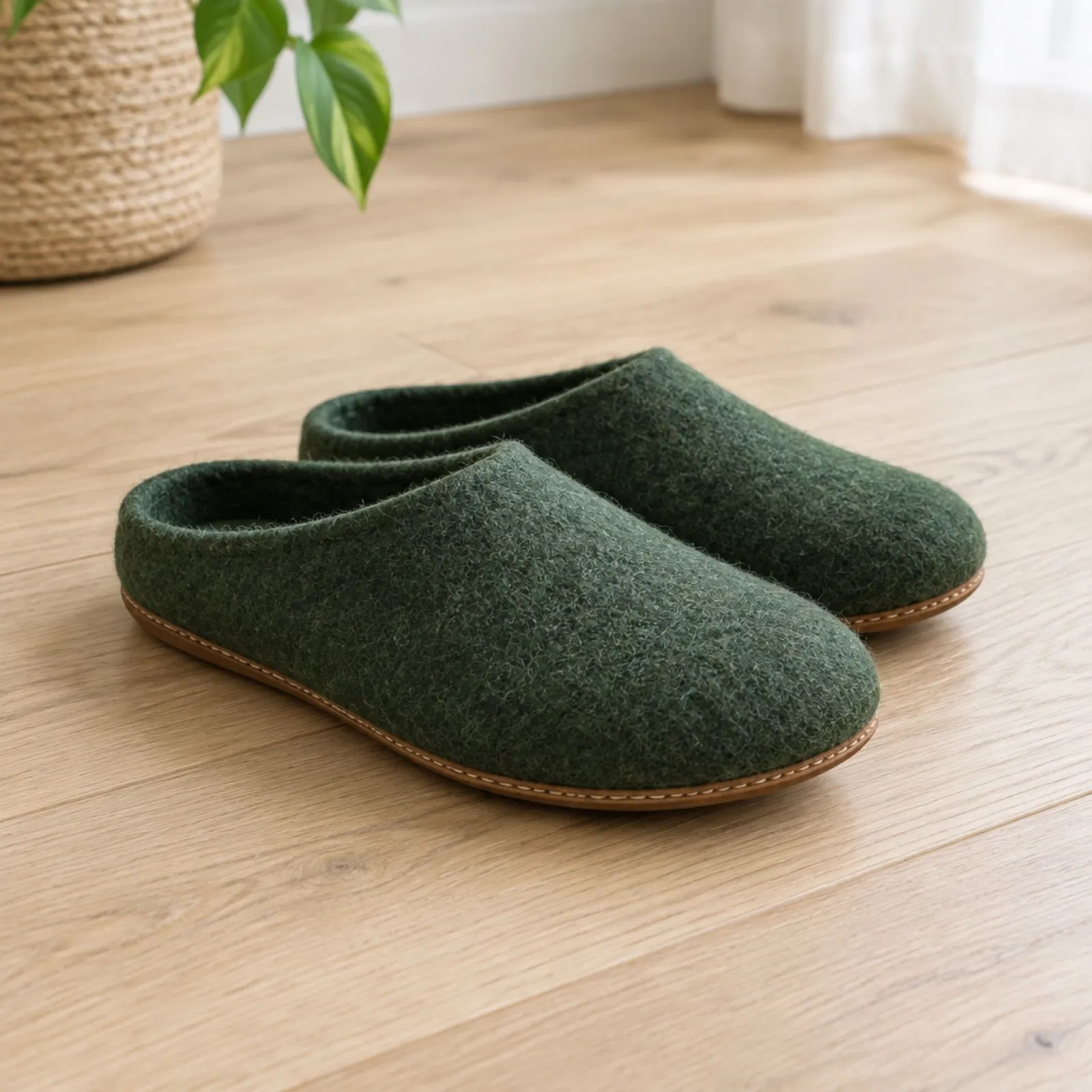Gefilzte Pantoffeln aus Schafwolle